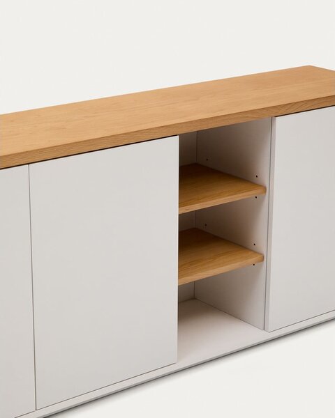 Bela komoda v hrastovem dekorju 180x75x36 cm Abilen – Kave Home