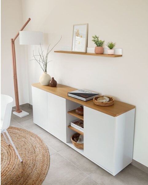 Bela komoda v hrastovem dekorju 180x75x36 cm Abilen – Kave Home