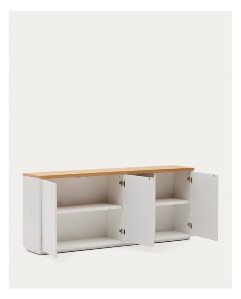 Bela komoda v hrastovem dekorju 180x75x36 cm Abilen – Kave Home
