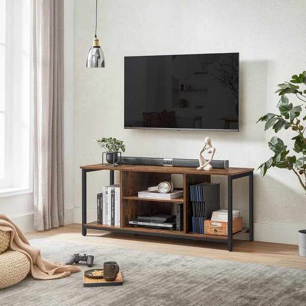 TV omarica z odprtimi policami, 120 x 40 x 50 cm, rustikalno rjava in črna | VASAGLE