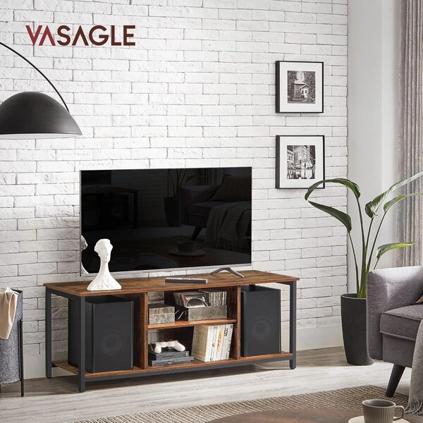 TV omarica z odprtimi policami, 120 x 40 x 50 cm, rustikalno rjava in črna | VASAGLE