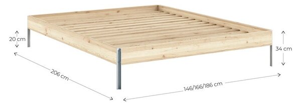 Zakonska postelja iz masivnega bora brez vzglavja z letvenim dnom 180x200 cm v naravni barvi Core – Karup Design