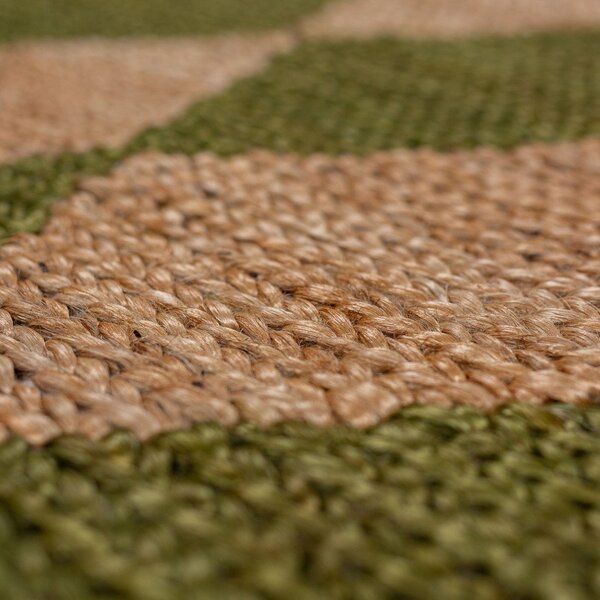 Ročno tkana preproga iz mešanice jute v zeleni in naravni barvi 60x230 cm Effie Diamond – Flair Rugs