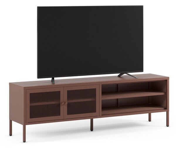 Bordo rdeča kovinska TV omarica 160x50x35 cm Fayna – Marckeric