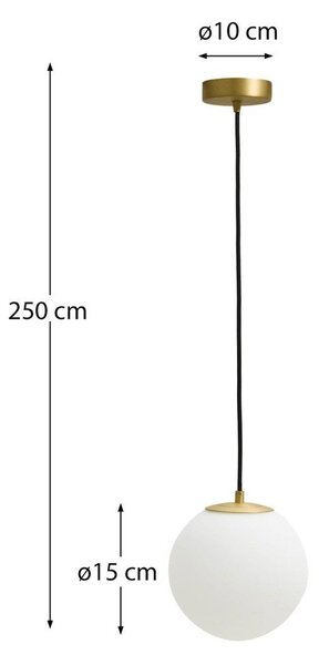 Bela/v zlati barvi kovinska viseča svetilka s steklenim senčilom ø 15 cm Brisia – Kave Home