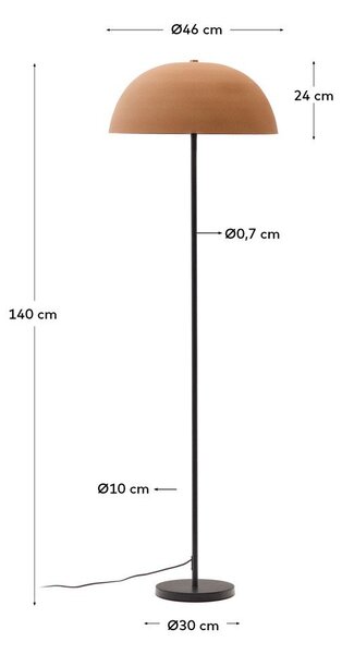 Stoječa svetilka v barvi terakote s kovinskim senčilom (višina 140 cm) Nibla – Kave Home