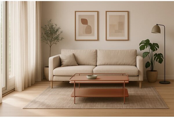 Kovinska klubska mizica v barvi terakote 55x110 cm Yuba – Unique Furniture