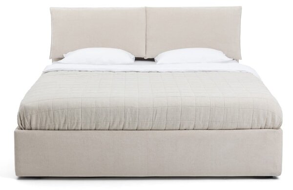 Bež oblazinjena zakonska postelja s prostorom za shranjevanje z vzmetnico in letvenim dnom 160x200 cm Thessa Pillow – Bonami Selection