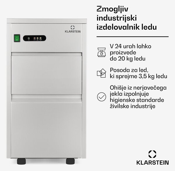 Klarstein Powericer XL, industrijska naprava za proizvodnjo kock ledu, 145 W, 20 kg/dan, iz nerjavečega jekla