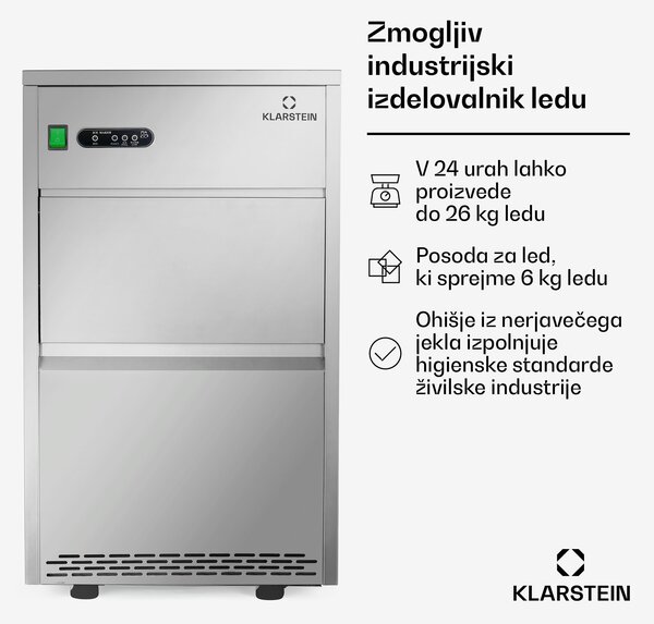 Klarstein Powericer XXL, industrijska naprava za izdelavo ledenih kock, 160 W, 25 kg/dan, nerjaveče jeklo