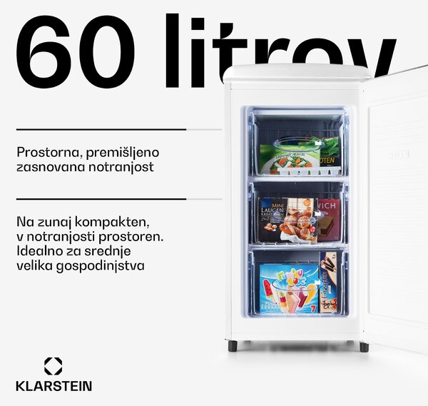 Klarstein Laika 60L, zamrzovalnik, 60 l, 3 predali, temperatura: -18 do 0 °C