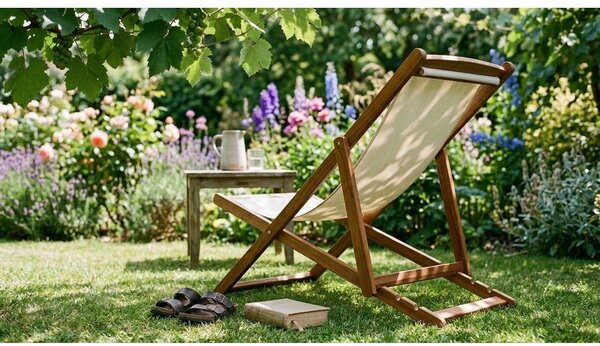 Bež/v temni naravni barvi vrtni ležalnik iz masivnega lesa Dionysus – Bonami Essentials