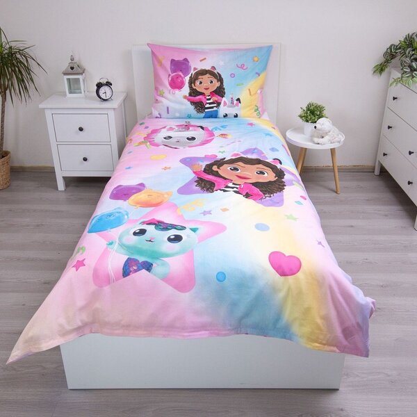 Rožnata enojna bombažna otroška posteljnina 140x200 cm Gabby's Dollhouse "Rainbow" – Jerry Fabrics