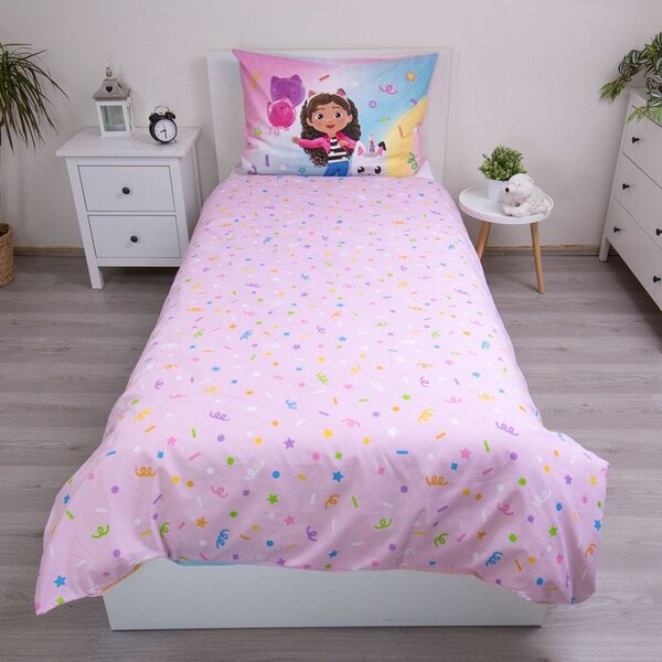 Rožnata enojna bombažna otroška posteljnina 140x200 cm Gabby's Dollhouse "Rainbow" – Jerry Fabrics