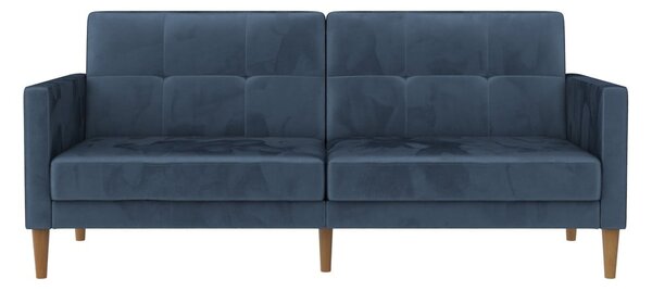 Modra žametna raztegljiva sedežna garnitura 207 cm Lilly – Støraa