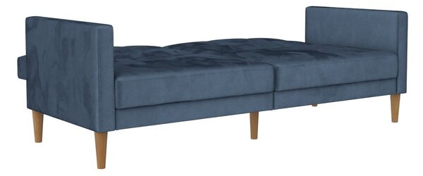 Modra žametna raztegljiva sedežna garnitura 207 cm Lilly – Støraa
