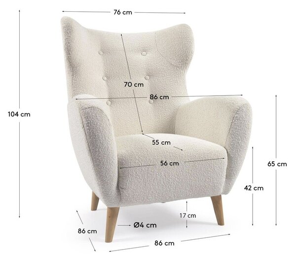 Bel fotelj iz tkanine bouclé Patio – Kave Home