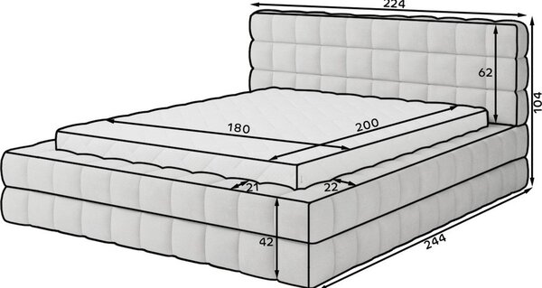 Bež oblazinjena zakonska postelja s prostorom za shranjevanje in z letvenim dnom 180x200 cm Dizzle – ELTAP