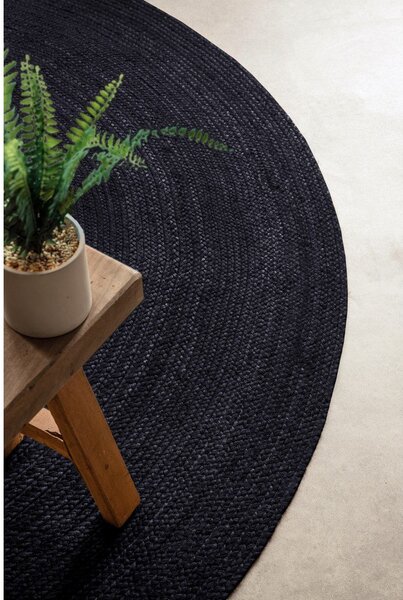 Črna obojestranska/ročno tkana okrogla preproga iz jute ø 200 cm Braided – Hanse Home