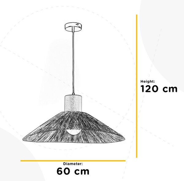 VISEČA SVETILKA RAFIA 60/60/120 cm E27
