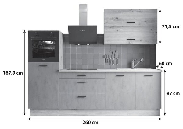 P & B Kuhinjski Blok Brez Aparatov Bobbi, 260cm