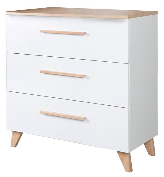 Bela otroška komoda v hrastovem dekorju s previjalnim pultom 88,5x99x76 cm Léon – Roba