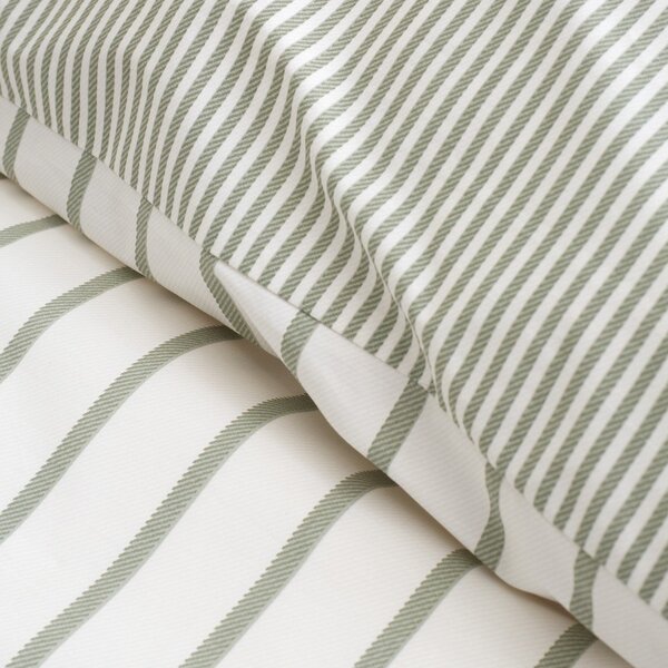 Zelena/kremno bela bombažna posteljnina za zakonsko posteljo 200x200 cm Hampton Stripe – Bianca