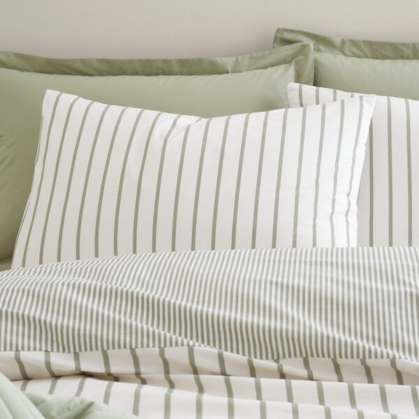 Zelena/kremno bela bombažna posteljnina za zakonsko posteljo 200x200 cm Hampton Stripe – Bianca