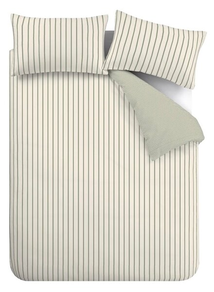 Zelena/kremno bela bombažna posteljnina za zakonsko posteljo 200x200 cm Hampton Stripe – Bianca