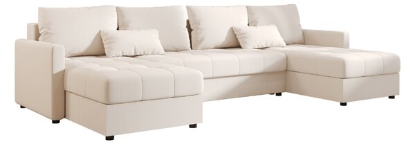 AKCIJA Raztegljiva sedežna garnitura v obliki črke U VENORIA 285x146 cm, kremna + 2 vzglavnika GRATIS II. kakovost