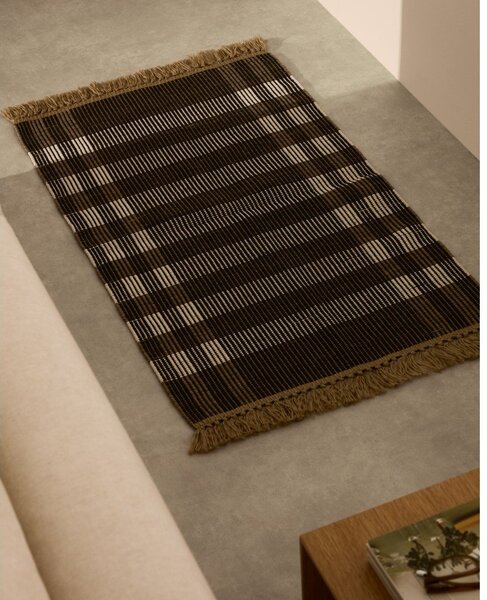 Črna obojestranska/ročno tkana preproga 60x90 cm Barani – Kave Home