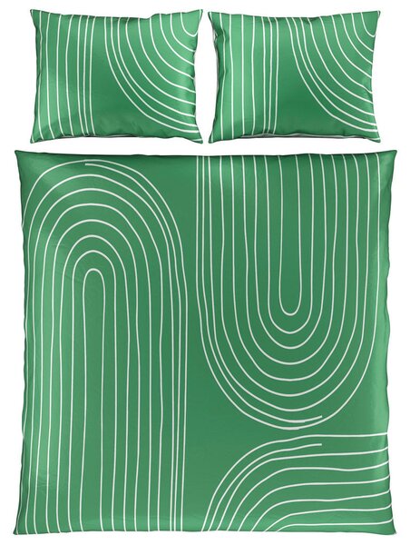 OBOJESTRANSKA POSTELJNINA EMERALD 200/200 cm saten žadasto zelena