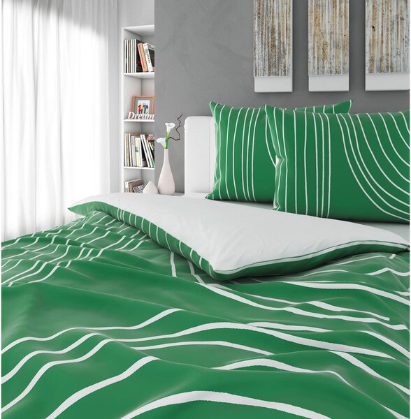 OBOJESTRANSKA POSTELJNINA EMERALD 200/200 cm saten žadasto zelena