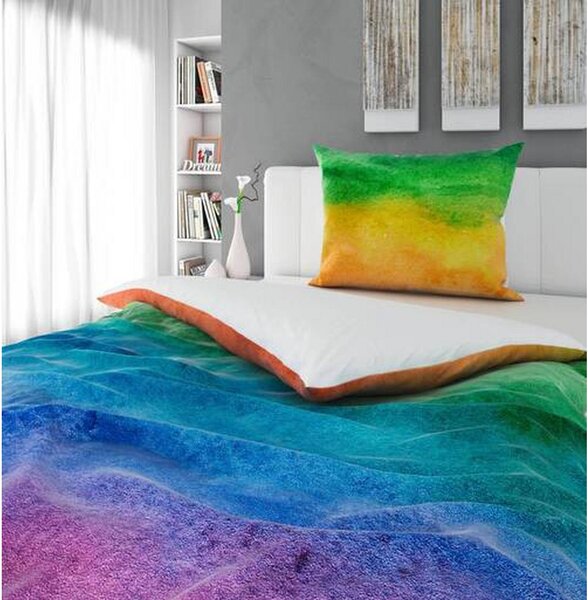 OBOJESTRANSKA POSTELJNINA RAINBOW 140/200 cm saten večbarvno