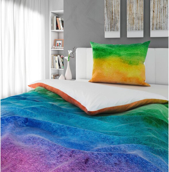 OBOJESTRANSKA POSTELJNINA RAINBOW 140/200 cm saten večbarvno