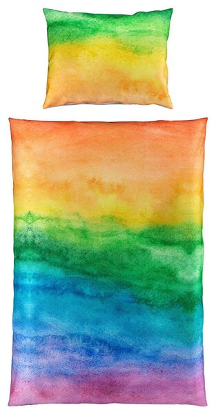 OBOJESTRANSKA POSTELJNINA RAINBOW 140/200 cm saten večbarvno