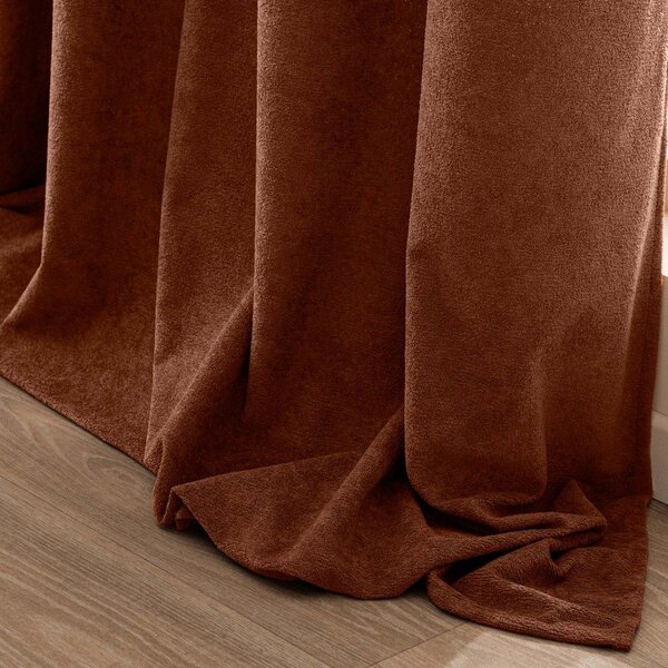 Bouclé zavesa v barvi terakote 140x260 cm Winona – douceur d'intérieur
