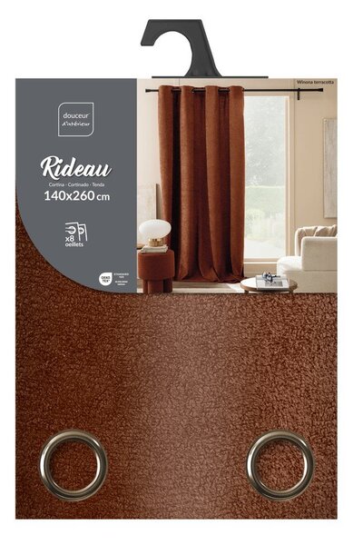 Bouclé zavesa v barvi terakote 140x260 cm Winona – douceur d'intérieur