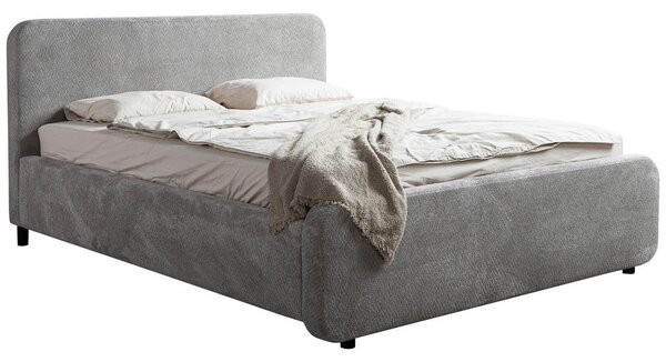 OBLAZINJENA POSTELJA 140 cm x 200 cm , les, umetna masa, tekstil, leseni material siva
