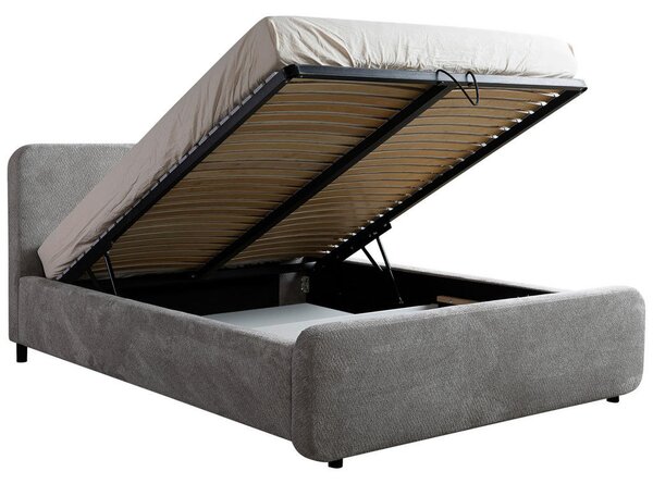 OBLAZINJENA POSTELJA 140 cm x 200 cm , les, umetna masa, tekstil, leseni material siva