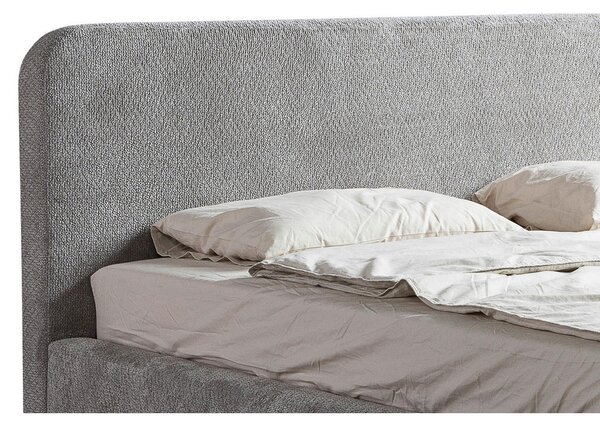 OBLAZINJENA POSTELJA 140 cm x 200 cm , les, umetna masa, tekstil, leseni material siva