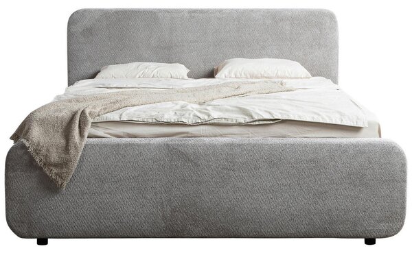 OBLAZINJENA POSTELJA 140 cm x 200 cm , les, umetna masa, tekstil, leseni material siva