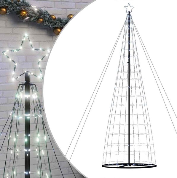 VidaXL Osvetljena novoletna jelka stožec 1534 LED hladno bela 503 cm