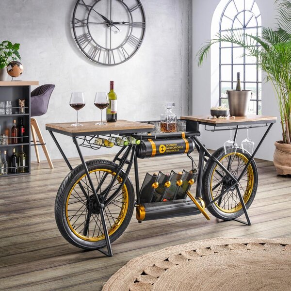 Premium Living Retro Barska Miza Cruiser Slow Ride, Črna, Zlata
