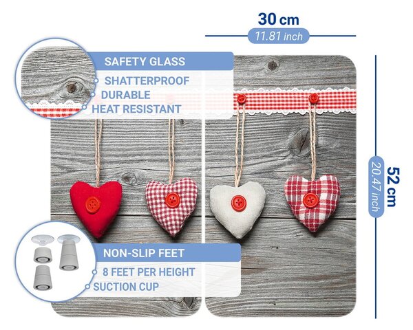 Komplet 2 steklenih zaščitnih plošč za štedilnik Wenko Heart, 52 x 30 cm