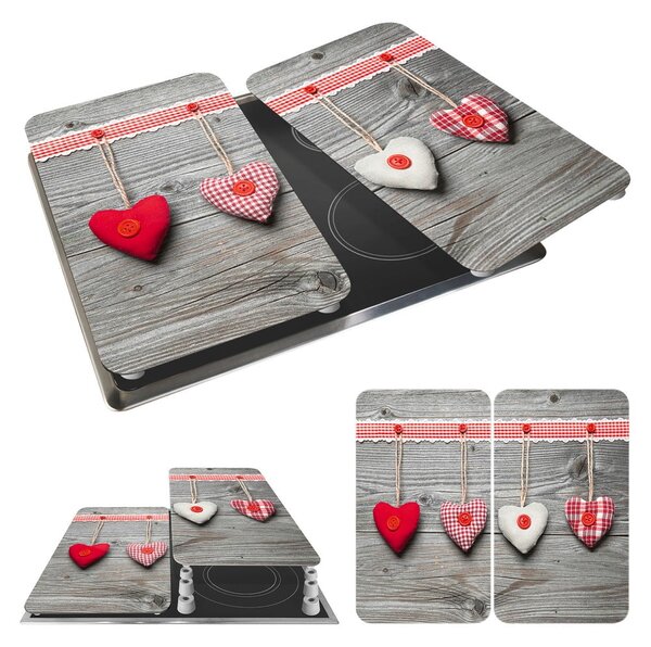 Komplet 2 steklenih zaščitnih plošč za štedilnik Wenko Heart, 52 x 30 cm