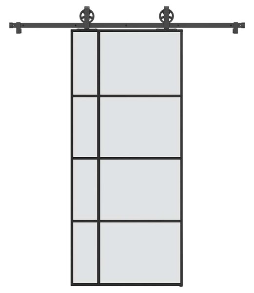 VidaXL Drsna vrata z opremo 90x205 cm ESG steklo in aluminij