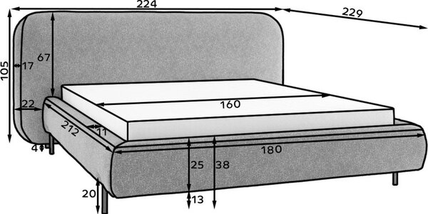Bež oblazinjena zakonska postelja s prostorom za shranjevanje in z letvenim dnom 160x200 cm Pointt – ELTAP