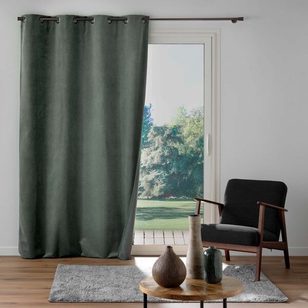 Kaki zelena žametna zavesa 140x260 cm Olympe – douceur d'intérieur