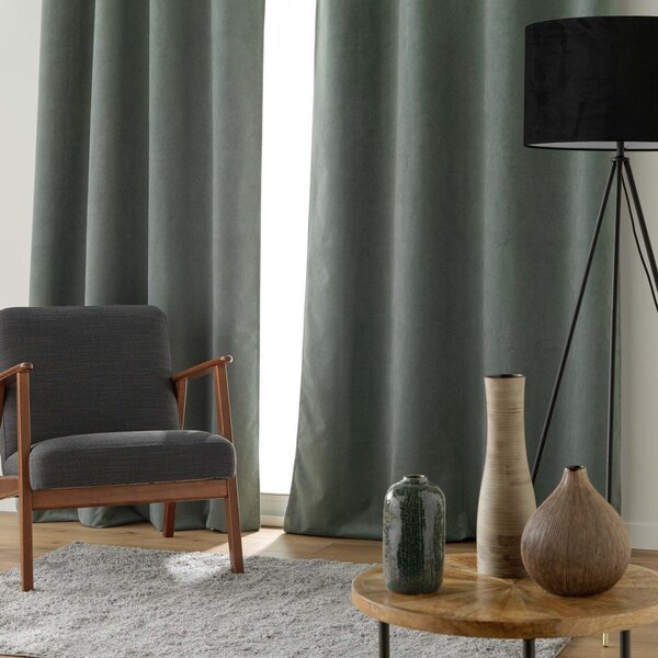 Kaki zelena žametna zavesa 140x260 cm Olympe – douceur d'intérieur